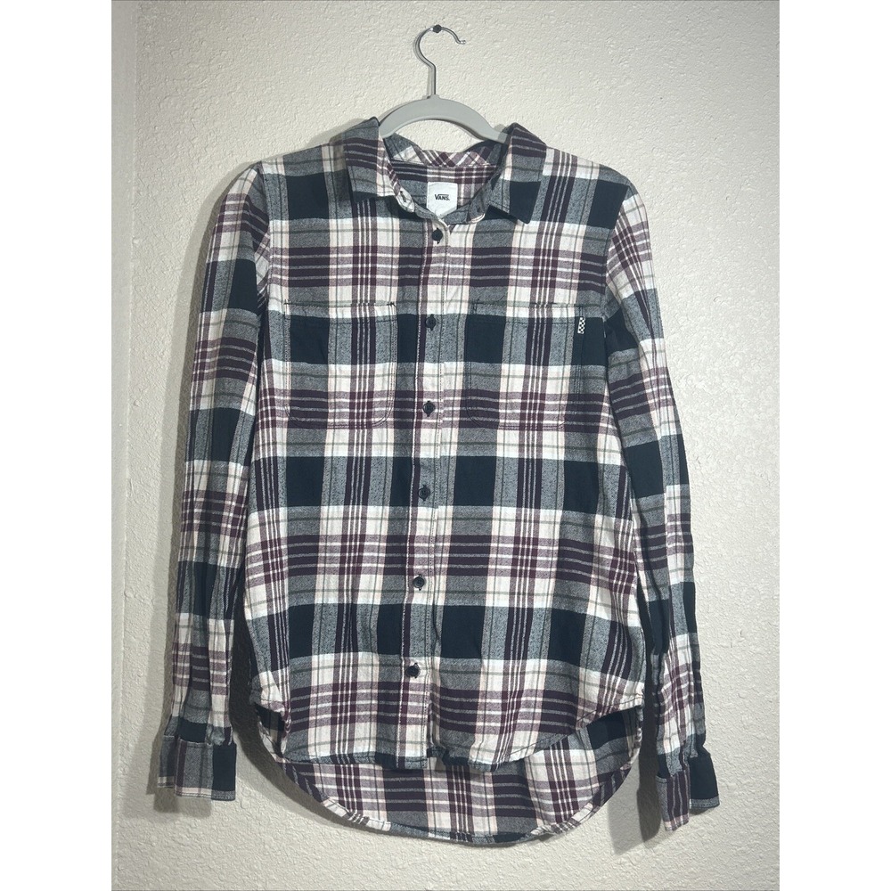 Vans Women's Large Flannel Long Sleeve  Red Black And White